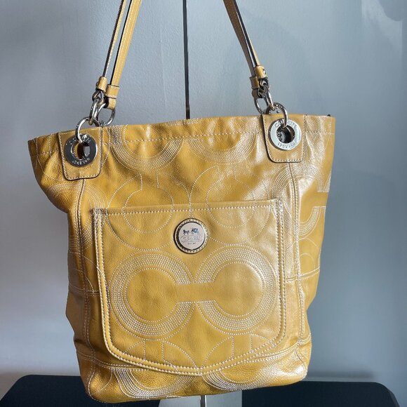 Coach 1941 Alex Gold Patent Leather Tote, Style 14265 - Gold - Preowned - Picture 1 of 16